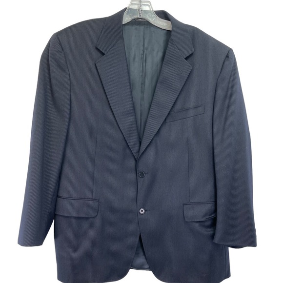 Canali Wool 2 Button Blazer Sz 54 Navy Blue Stripe Sport Coat Italy Made (BB28)